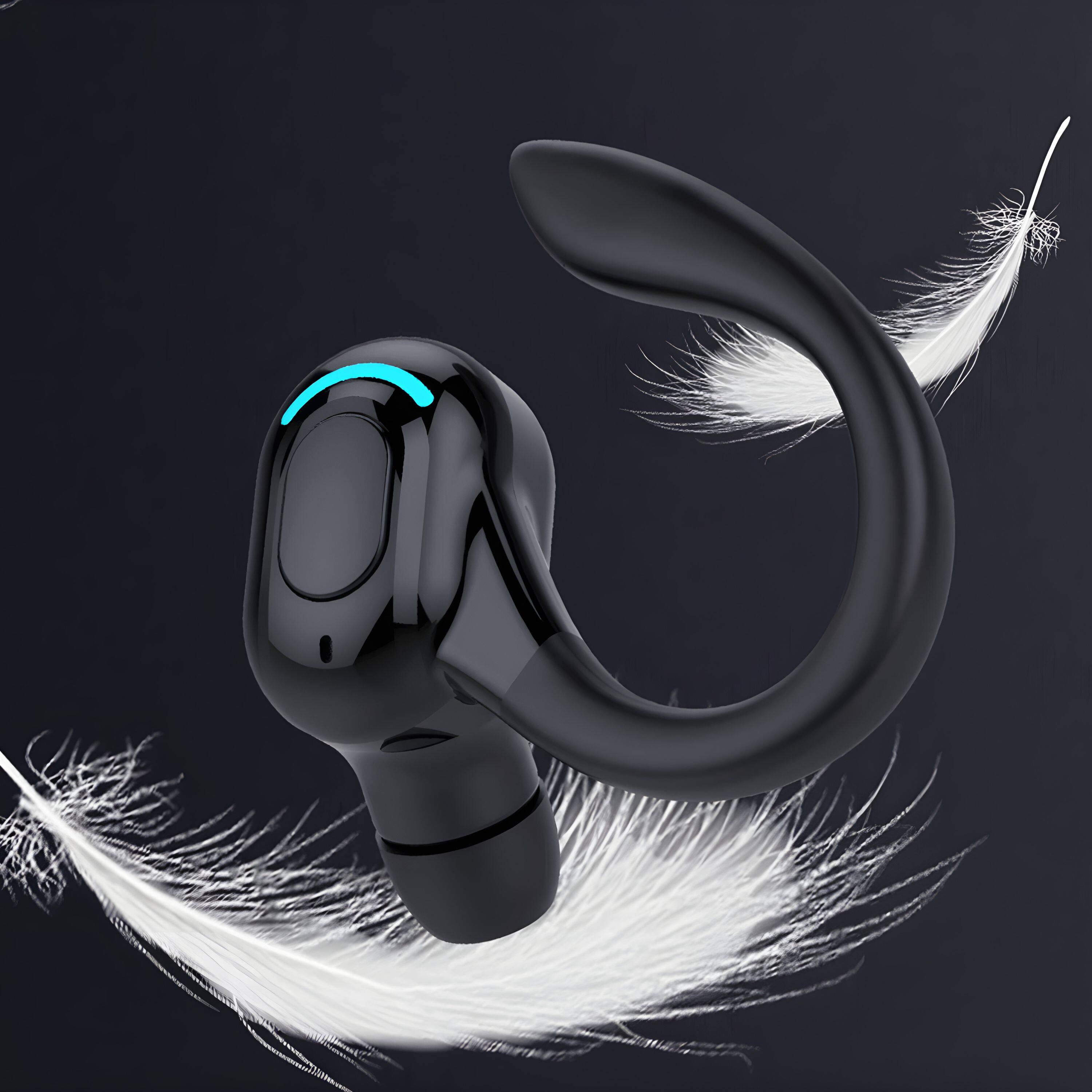 Angle. Kitcheniva - Bluetooth 5.1 Headset Wireless Earpiece Stereo Ear Hook - Black.