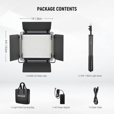 Neewer Bi Color LED Studio Light Kit 660 LED Panel with Tripod Neewer Bi Color LED Studio Light Kit 660 LED Panel with Tripod