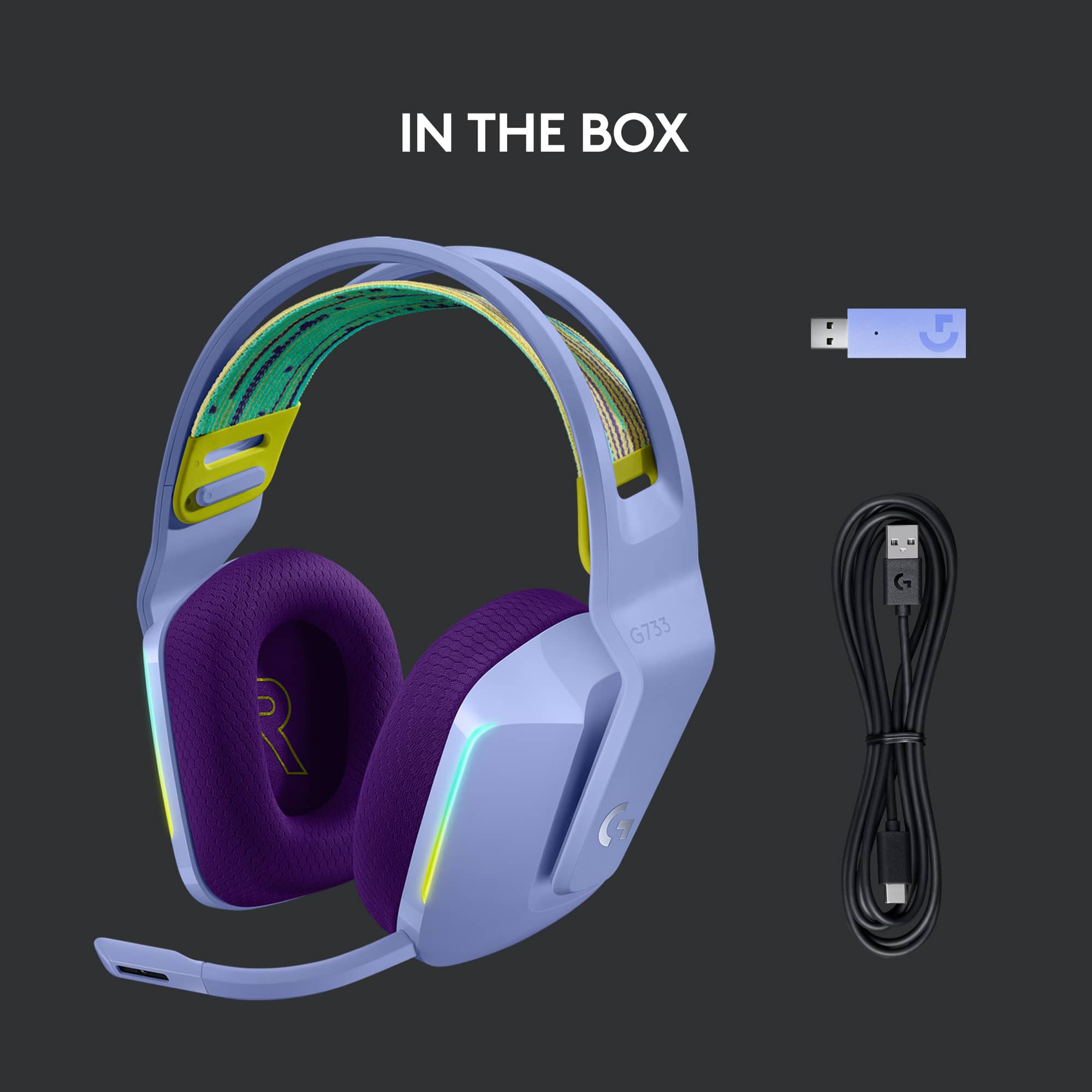In the box is a G733 headset.