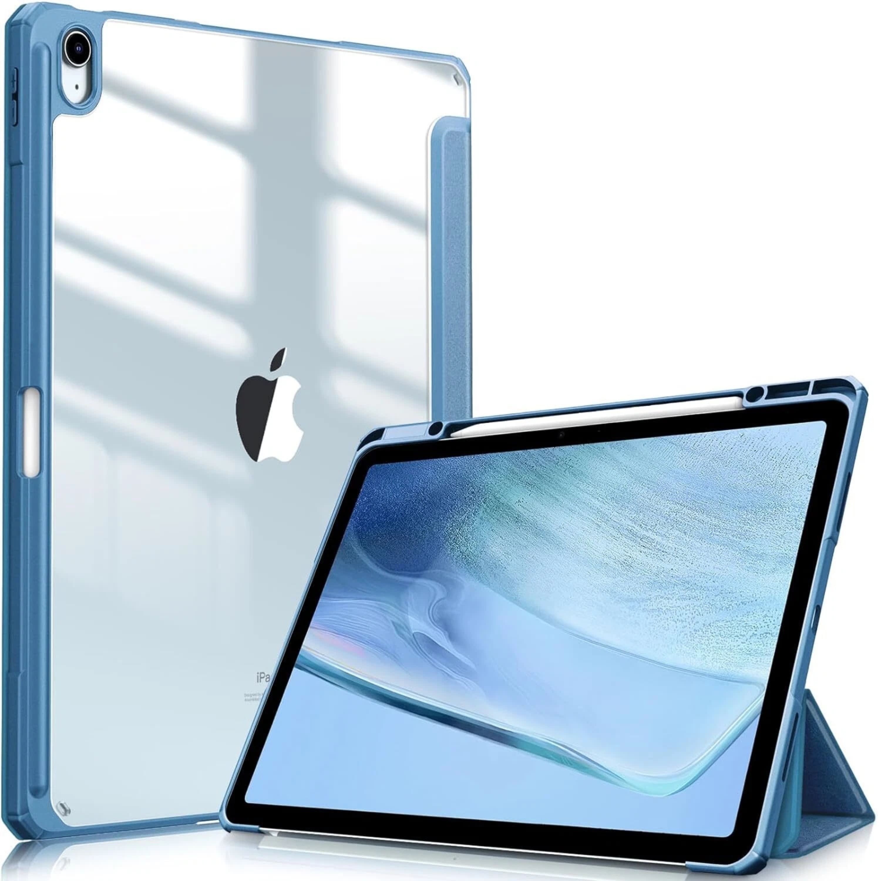 Front. Kitcheniva - Shockproof Hybrid Slim Case For iPad Air 13 Inch M3 2025 Clear Shell Cover Ocean Blue - Ocean Blue.