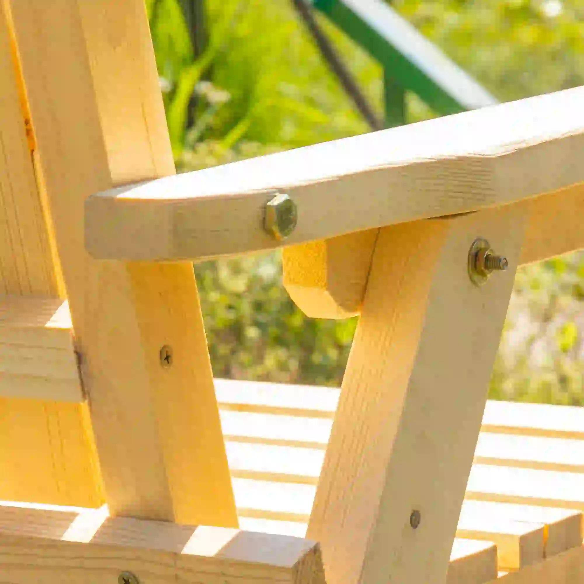 Back. Resenkos - Resenkos Outdoor Bench with Table & Umbrella Hole, Wooden Garden Bench, Perfect Patio, Poolside Seating, Natural Wood - Natural Wood.