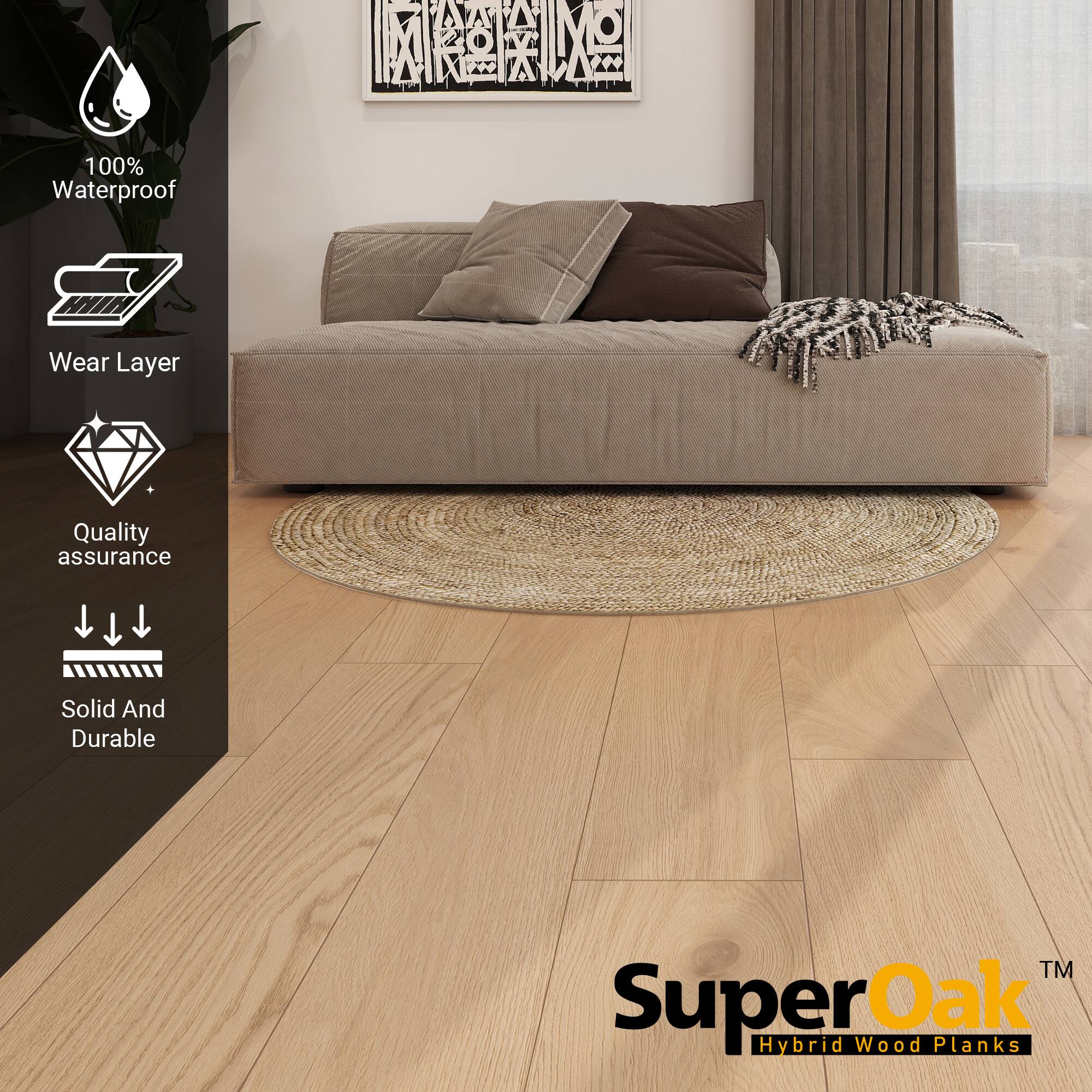 MRN 100% Waterproof MIH Wear Layer Quality assurance Solid And Durable TM SuperOak Hybrid Wood Planks