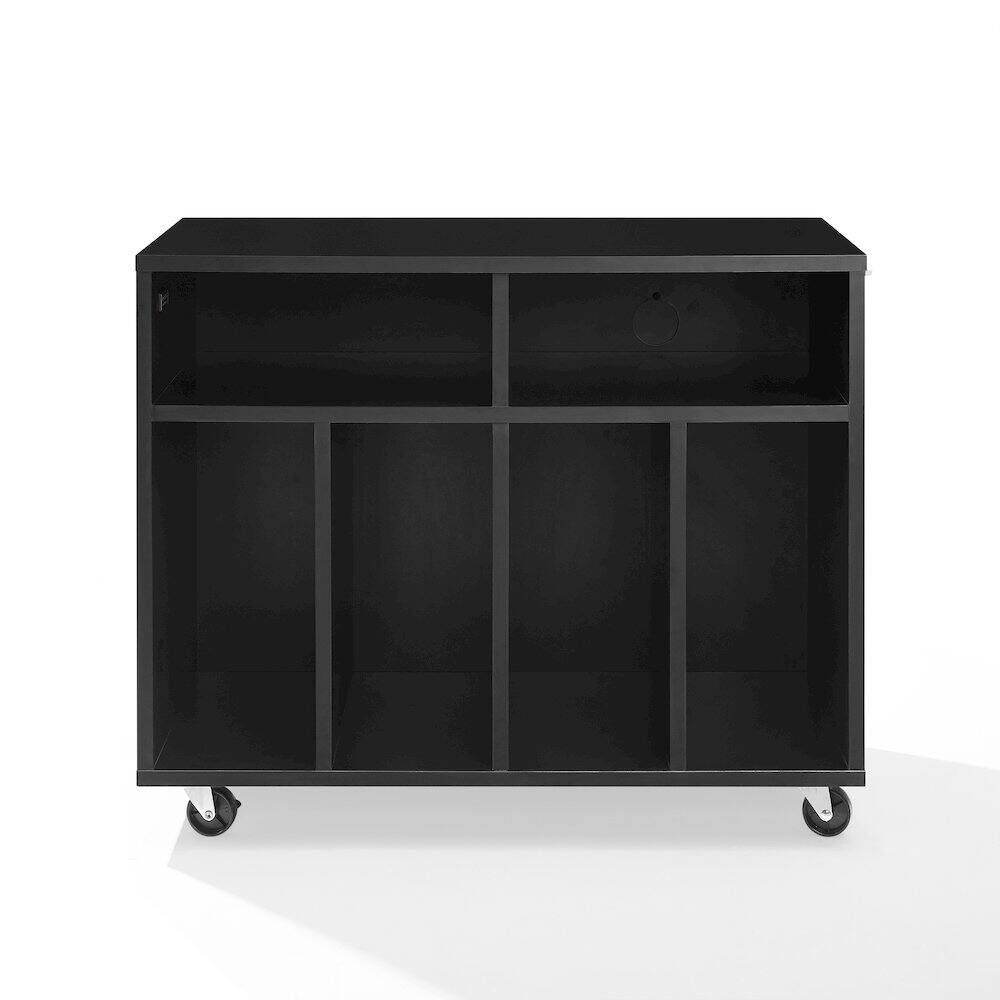 Alt View 4. Crosley Furniture - Carlo Rolling Record Player Stand With Vinyl Storage - Black.