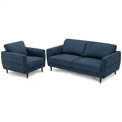 Front. Resenkos - 2 Pieces Upholstered Sofa Set with Removable Cushion Covers-Navy, Sectional Sofa Couch Living Room Sleeper Set - Blue.