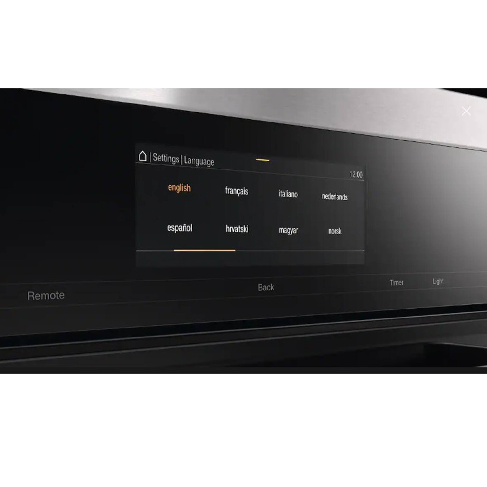 Settings  
Language  
english  
français  
italiano  
nederlands  
español  
hrvatski  
magyar  
norsk  

Remote  
Back  
Timer  
Light