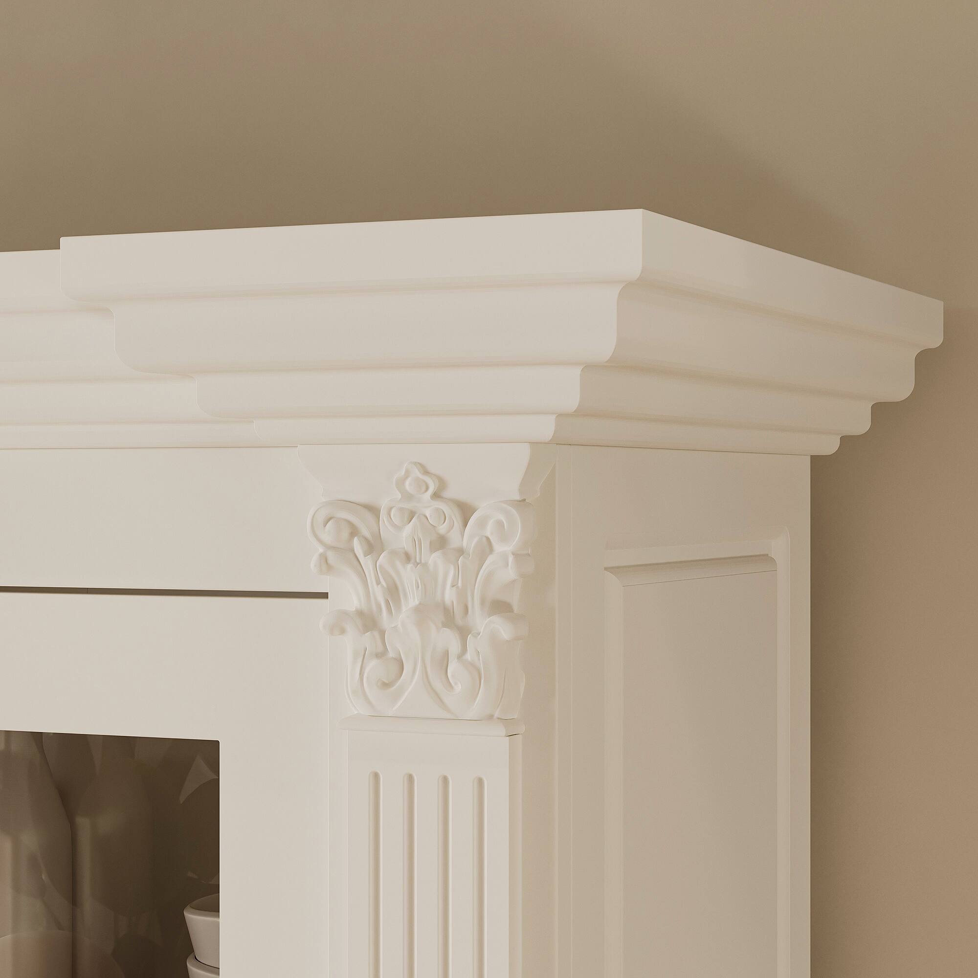 Alt View 1. FUFU & GAGA - Extra Large Display Cabinet with Glass Doors and Roman Column Design for Living Room Dining Room Storage - White.