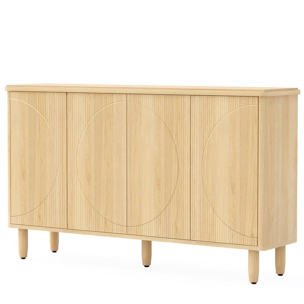 Angle. Kadyn - Kadyn Sideboard Buffet Cabinet,Kitchen Storage Cabinet 59.4", White Credenza Storage Cabinet with Doors,Beige - Beige.