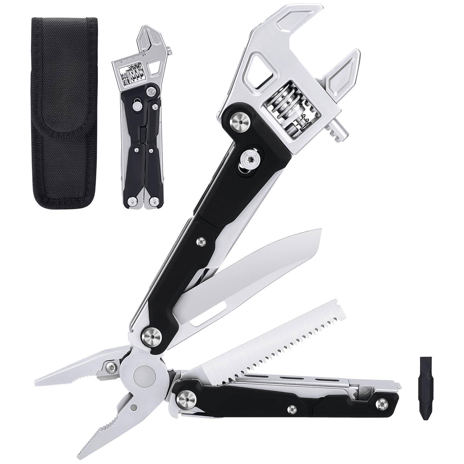 Front. Dapper Styles - W4 Ratchet Wrench Multitool 11-in-1 Edc Tool With Pliers And Multi For Camping Diy Gifts Him - Default.