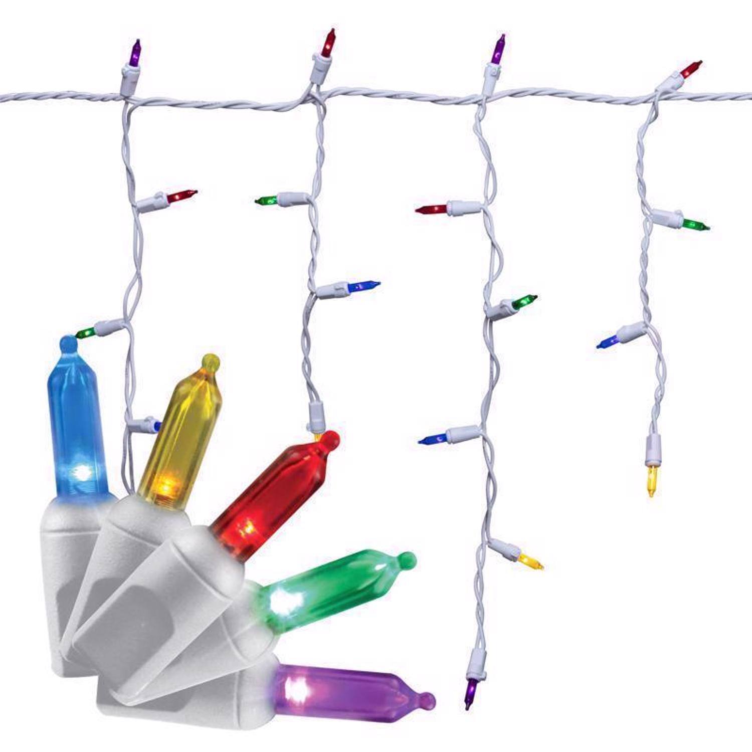 Left. Celebrations - Celebrations Classic LED T5 Multicolored 300 ct Icicle Christmas Lights 19.6 ft..