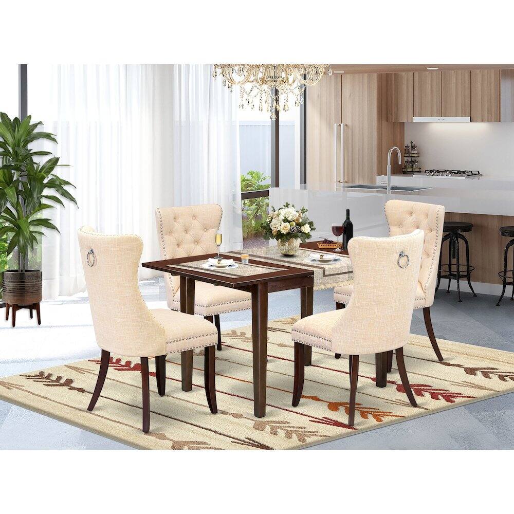 Alt View 9. East West Furniture - 5 Piece Dining Set Consists of a Rectangle Wooden Table with Butterfly Leaf - Red.