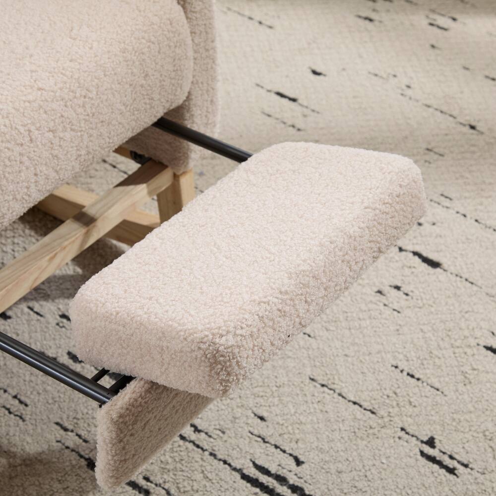 Alt View 9. Loheer - Loheer Nursery Glider Rocking Chair Breastfeeding Teddy Fleece High Back Rocker with Footrest Beige - Beige.