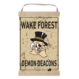 Jardine - Wake Forest Demon Deacons Faux Rust Banner Sign - Black