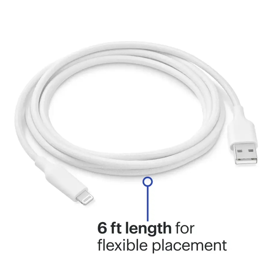 The text on the image reads "6 ft length for flexible placement."