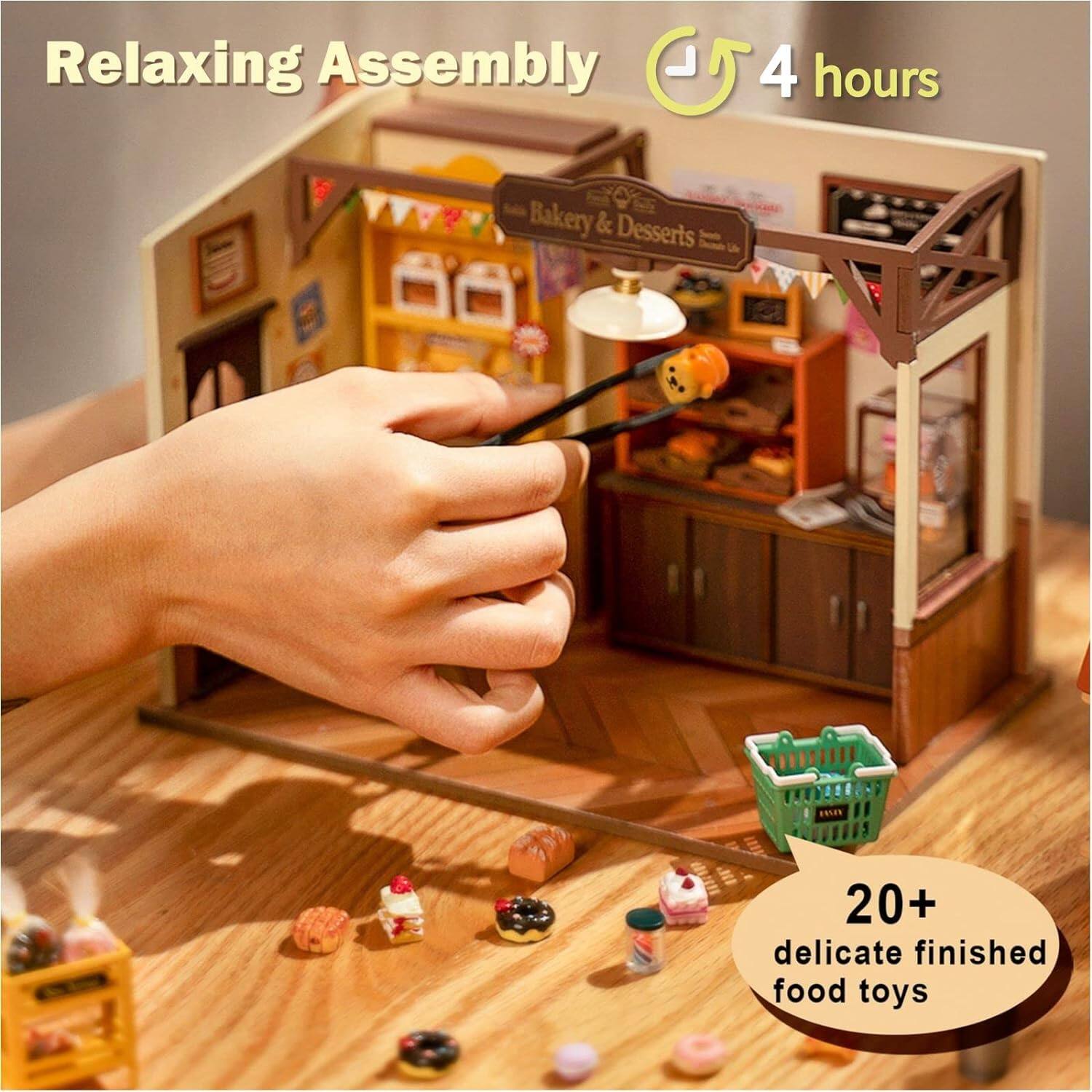 Relaxing Assembly  
4 hours  
Bakery & Desserts  
20+ delicate finished food toys