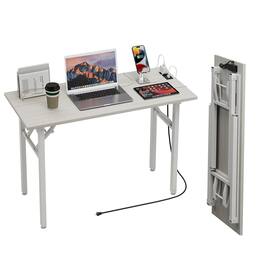 PARKER SLATER - Small Computer Desk Folding Table 43 3 Foldable Office No Assembly For Spaces In Bedroom Dorm Or Apartment