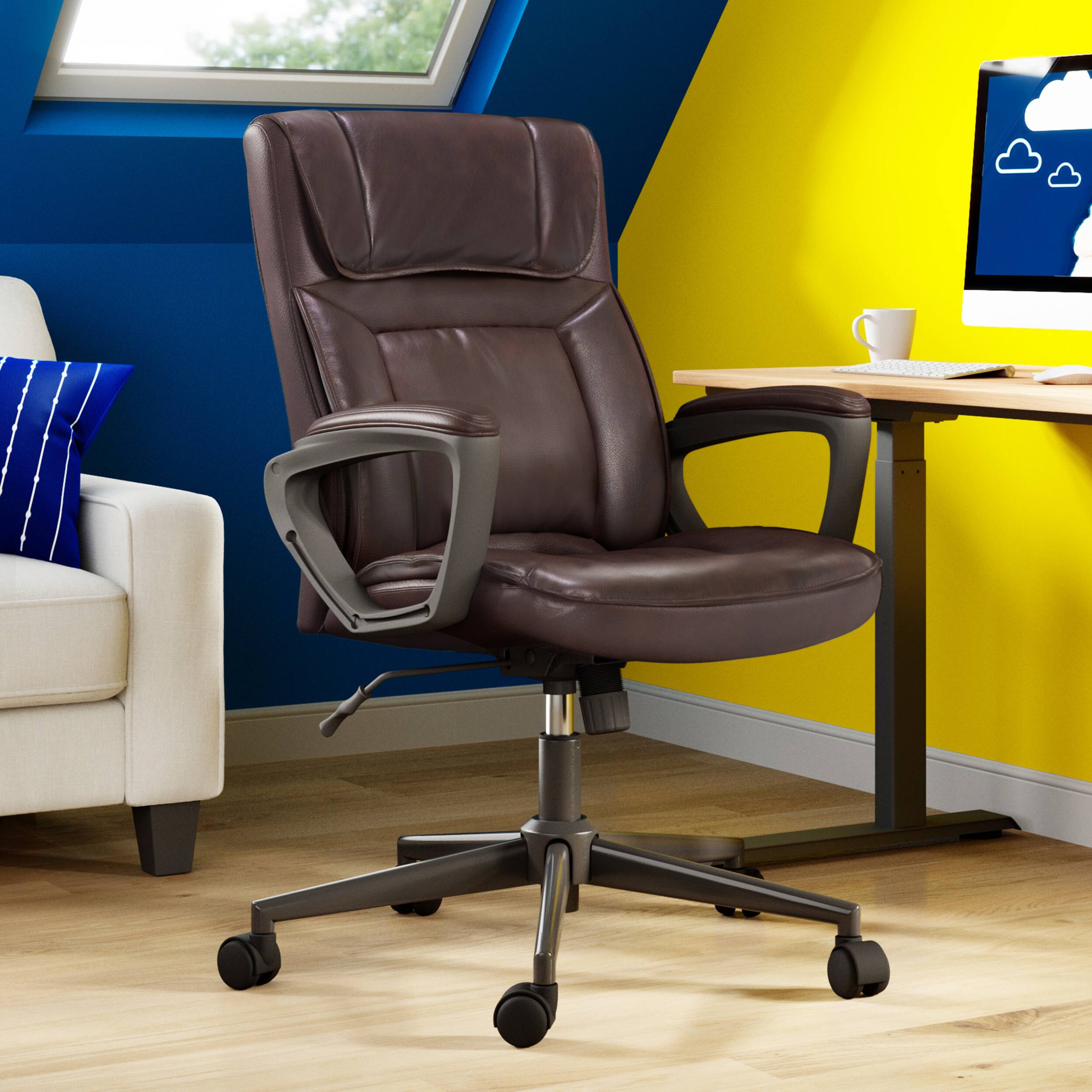 Alt View 21. Serta - Hannah Upholstered Executive Office Chair with Headrest Pillow - Smooth Bonded Leather - Biscuit.