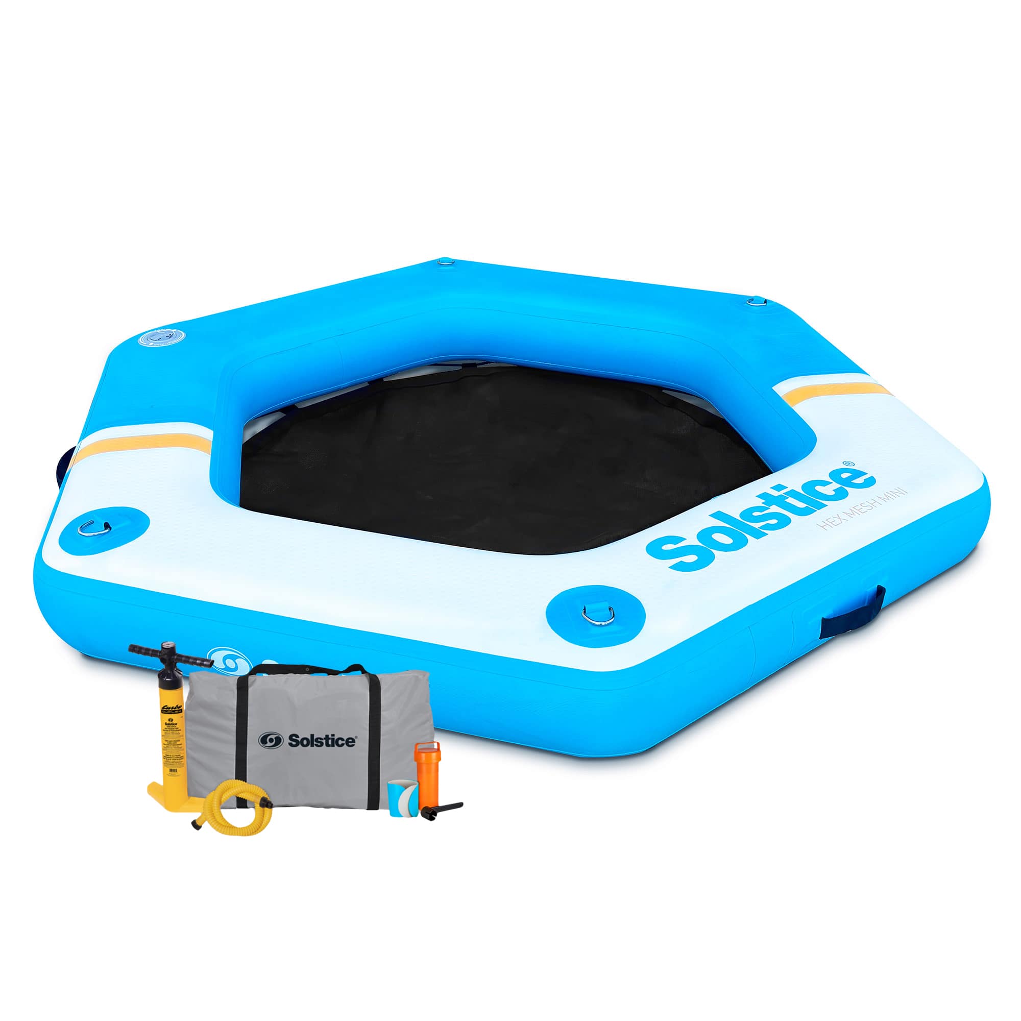 Solstice - ORIGINAL Inflatable Dock Float 6 Foot Water Mat with Mesh Swim Lounge - Mesh (6' Hexagon)