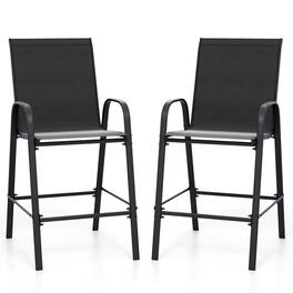 Boyel Living - with Armrests Outdoor Durable Set of 2 Bar Stools - Black