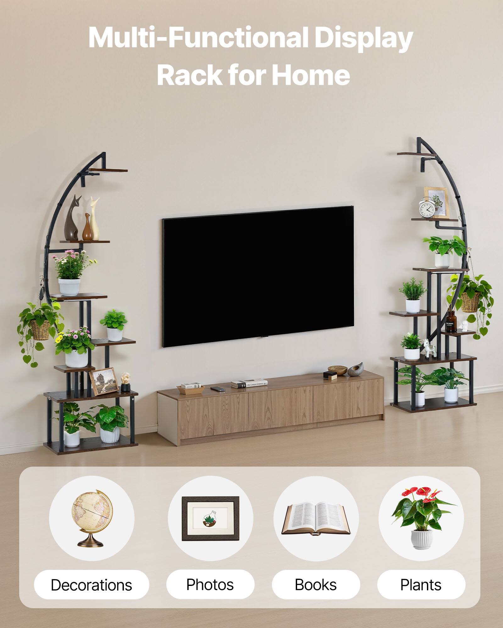 Multi-Functional Display Rack for Home Decorations Photos Books Plants