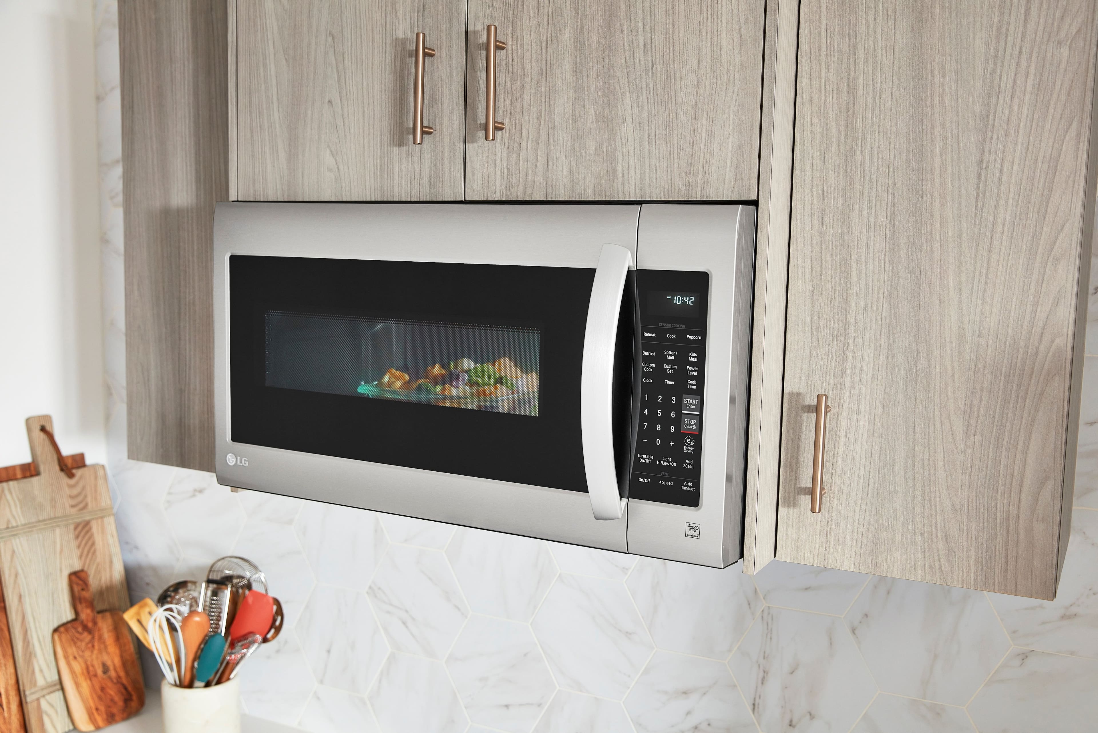 Alt View 13. LG - 2.0 Cu. Ft. Over-the-Range Microwave with Sensor Cooking and EasyClean - PrintProof Stainless Steel.