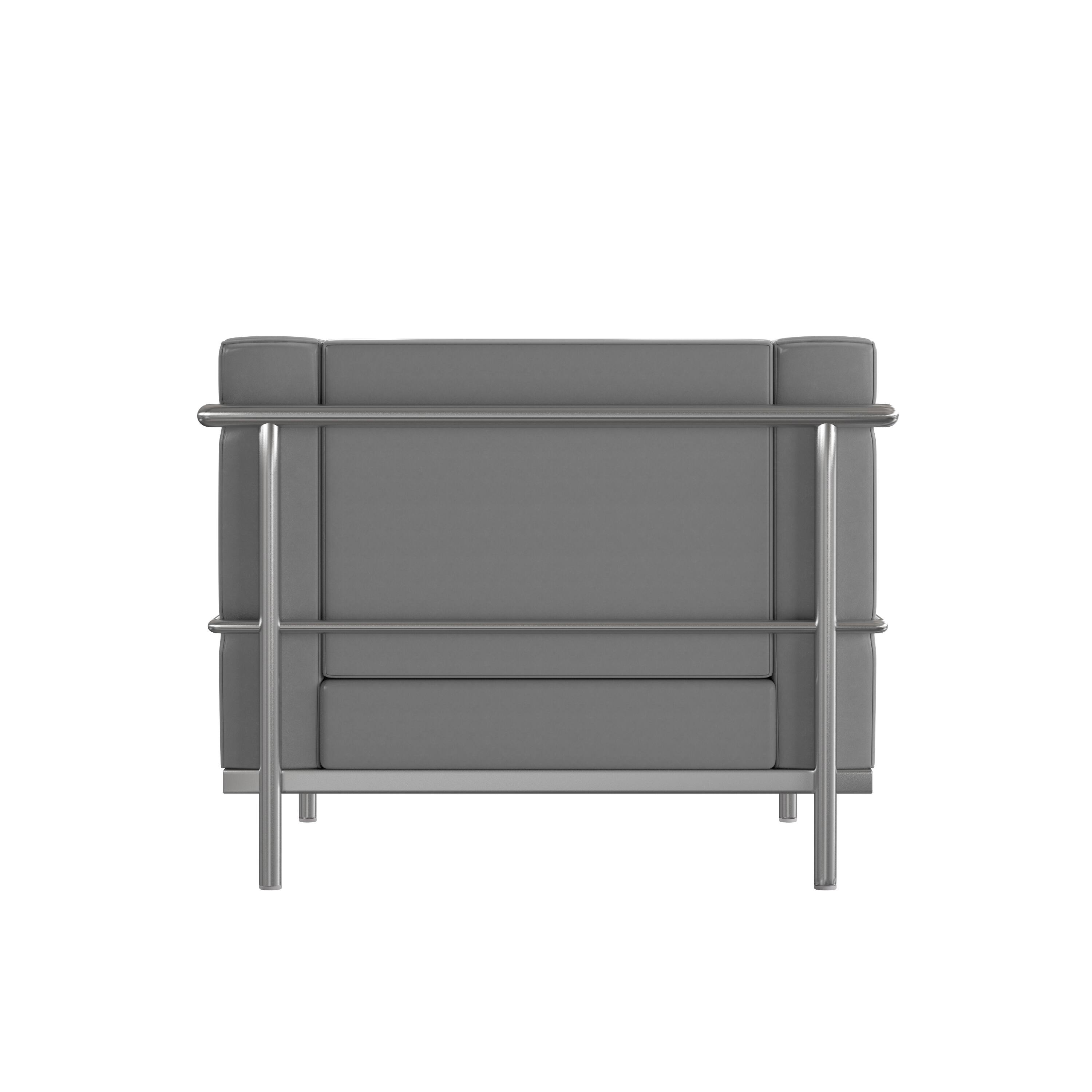 Alt View 5. Emma + Oliver - Contemporary LeatherSoft Chair with Double Bar Encasing Frame - Gray.