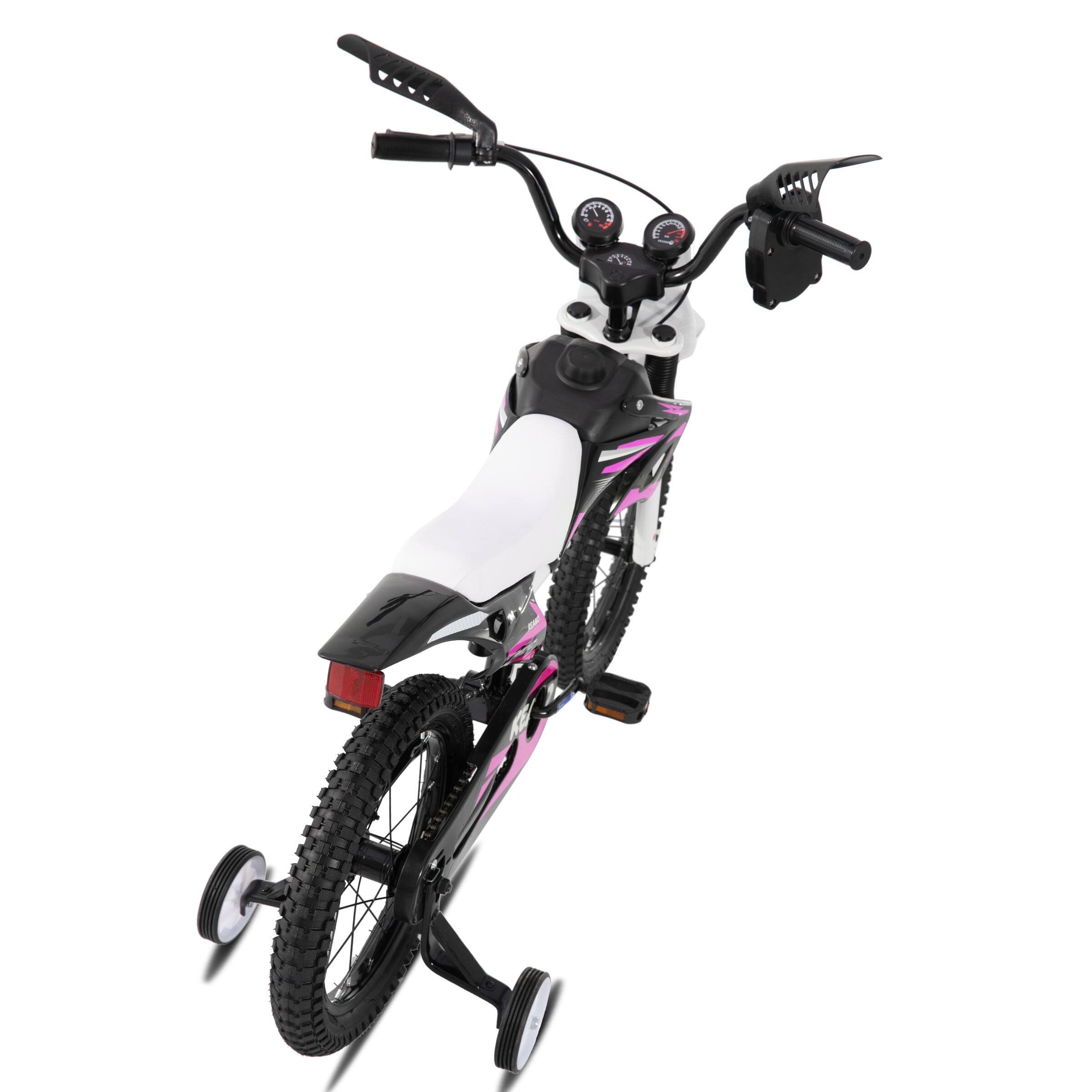 Alt View 2. JOYSTAR - JOYSTAR Thunderbolt 16" Motocross Style Kids Bike for Ages 4-7 Boys Girls, Children Bicycle with Training Wheels, Pink - Pink.