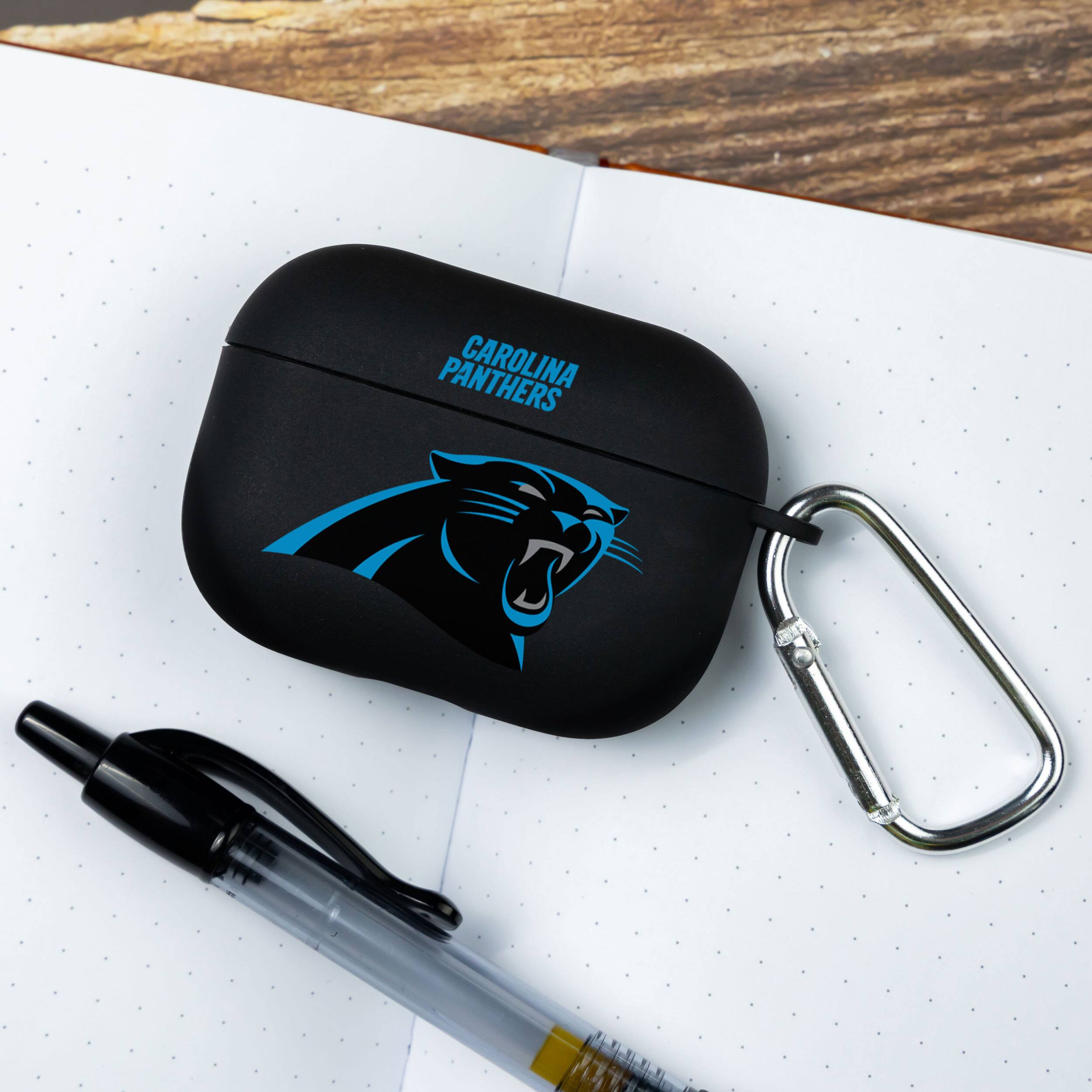 Alt View 2. Artinian - Carolina Panthers AirPods Pro Silicone Case Cover - Black.
