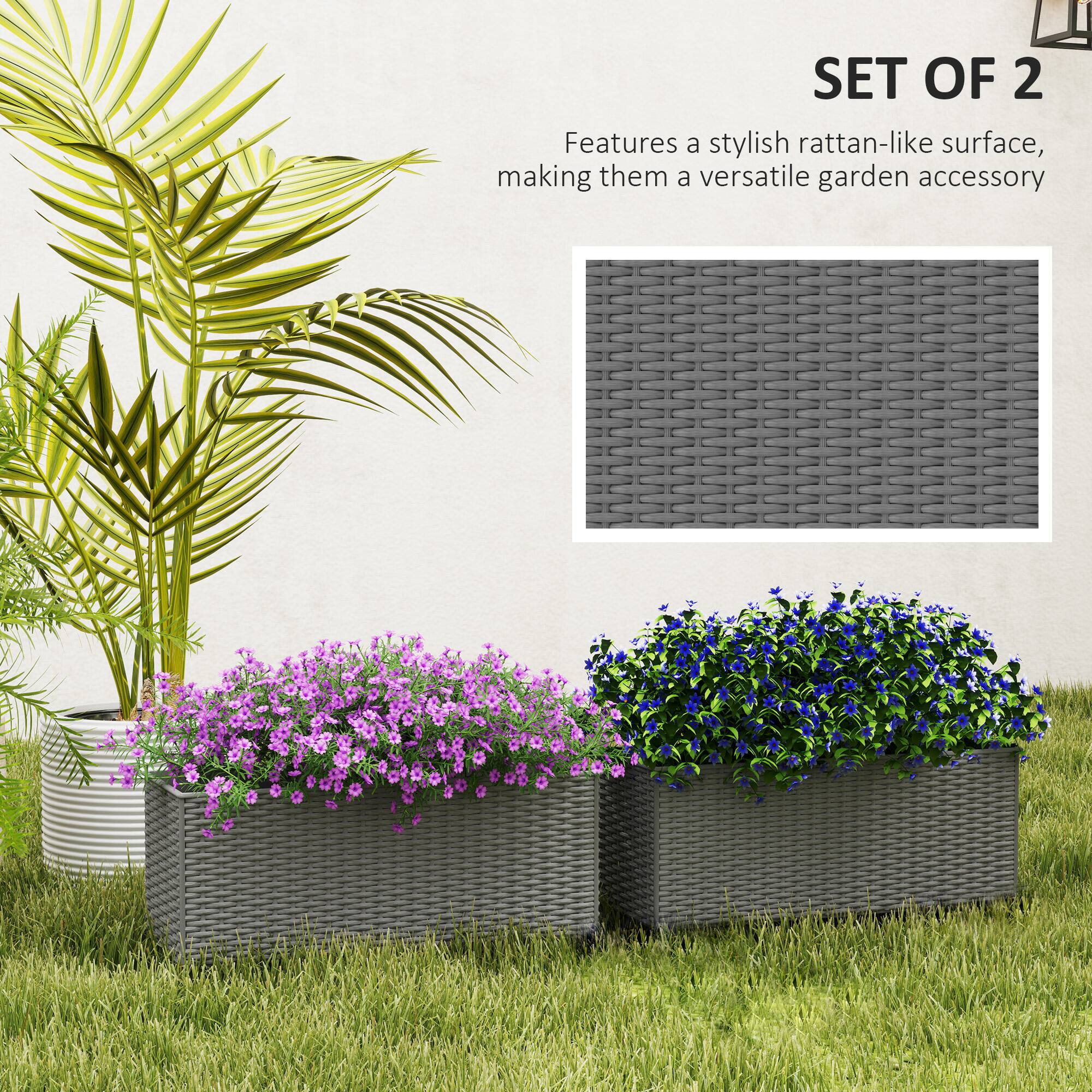 SET OF 2

Features a stylish rattan-like surface, making them a versatile garden accessory