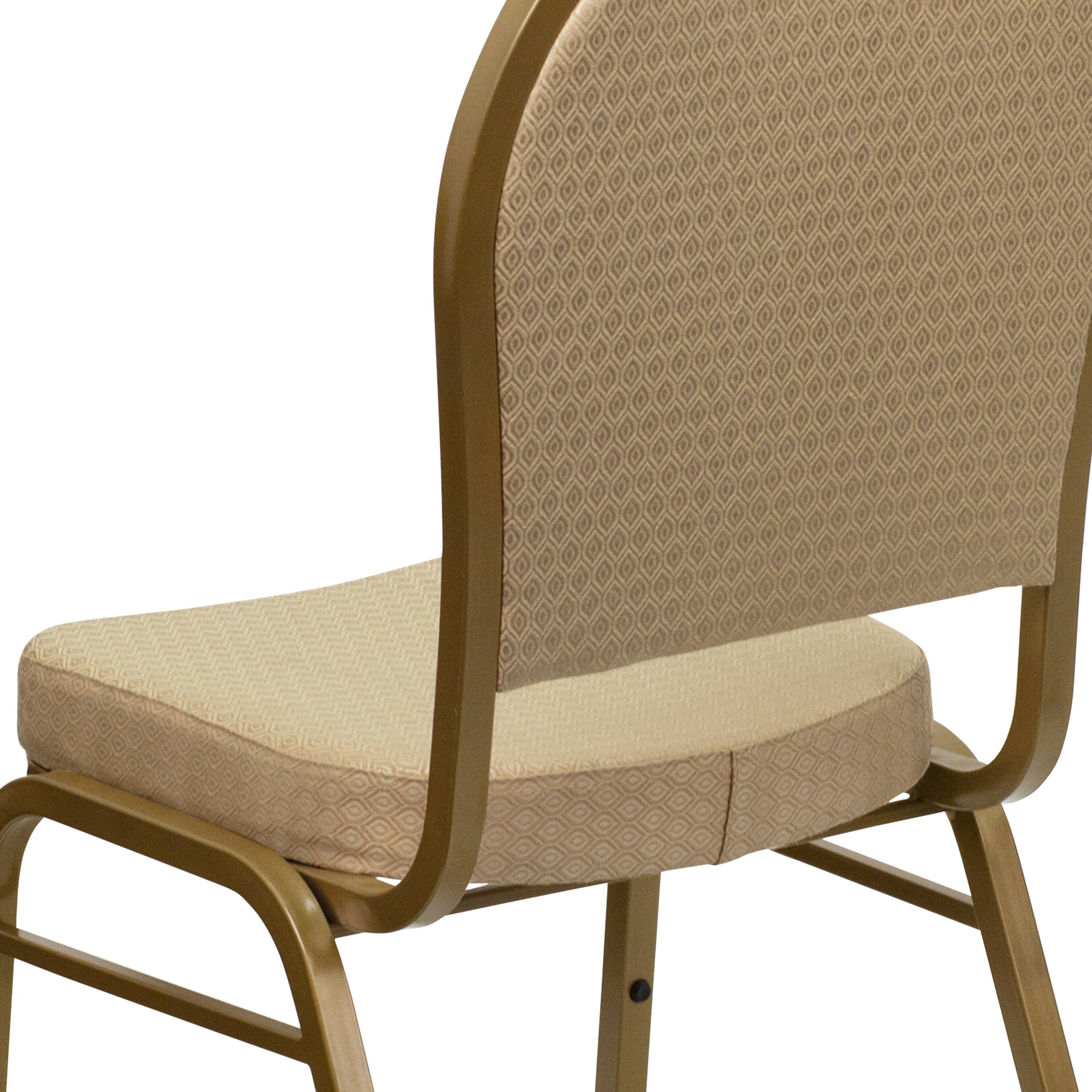 Alt View 10. Emma + Oliver - Dome Back Stacking Banquet Dining Chair - Beige Patterned Fabric/Gold Frame.
