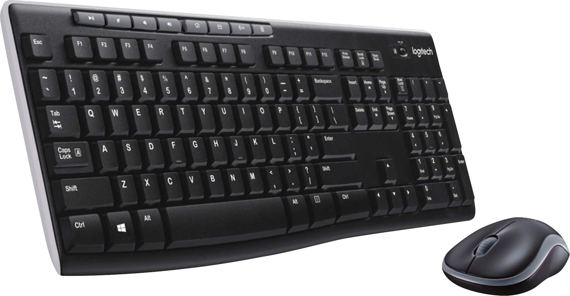 Logitech - MK270 Full-size Wireless Membrane Keyboard and Mouse Bundle for PC - Black - Front_Zoom