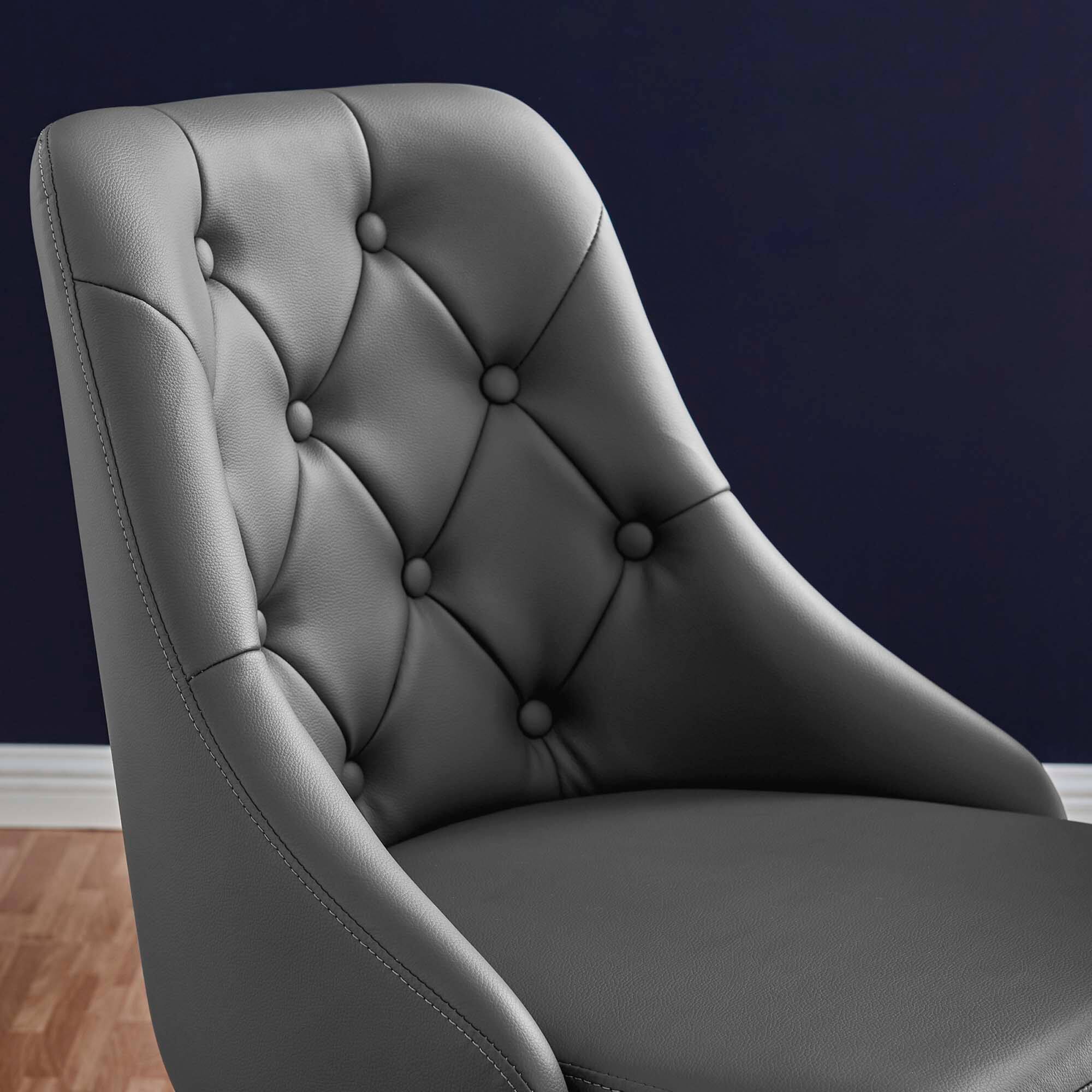 Left. Modway - Distinct Tufted Swivel Vegan Leather Office Chair by Modway - Black Gray.