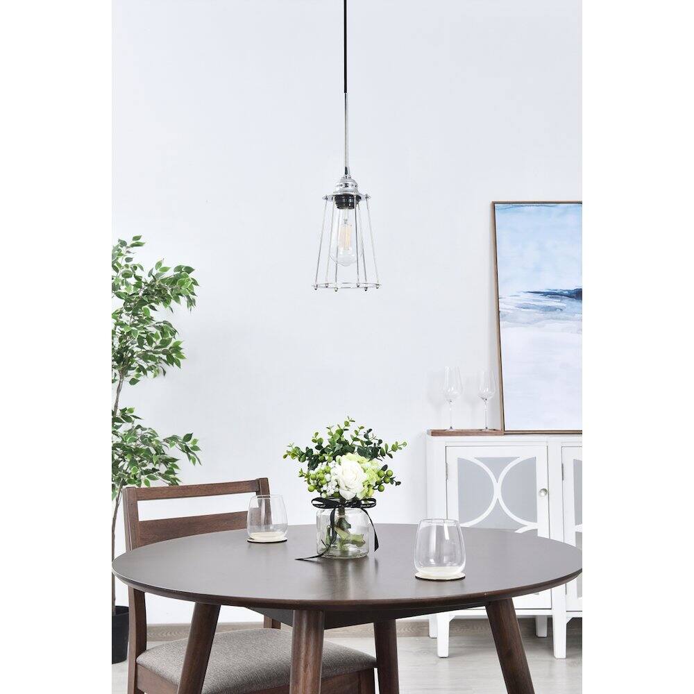 Angle. Living District - Auspice 1 Light Chrome Pendant - Chrome.