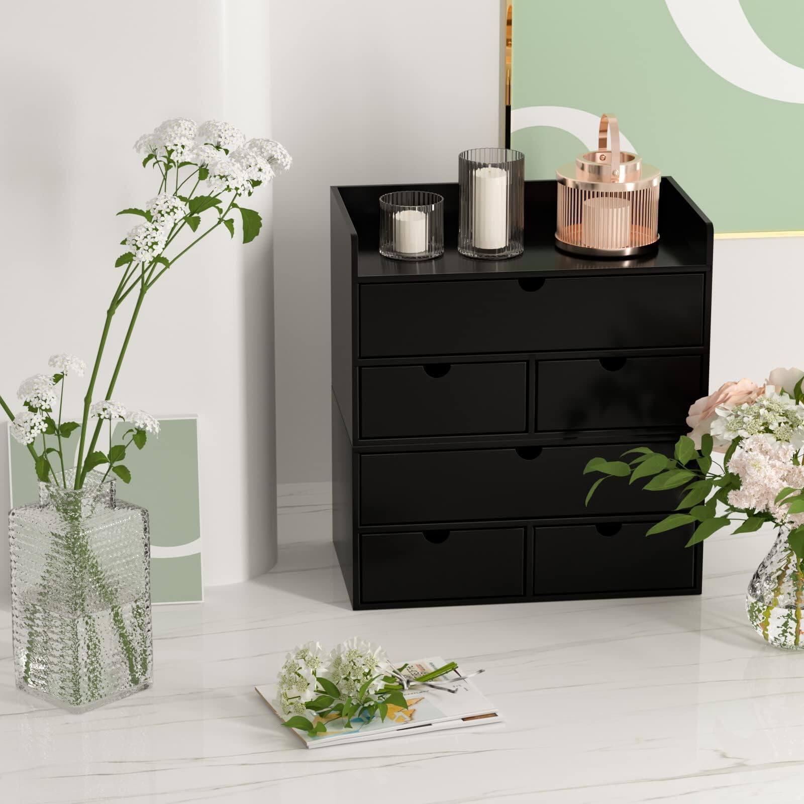 Alt View 5. Paradigms Interiors - Desk Organizer - Mini Drawer Tabletop Storage Organization For Office Or Home - Nature 2 Drawers.