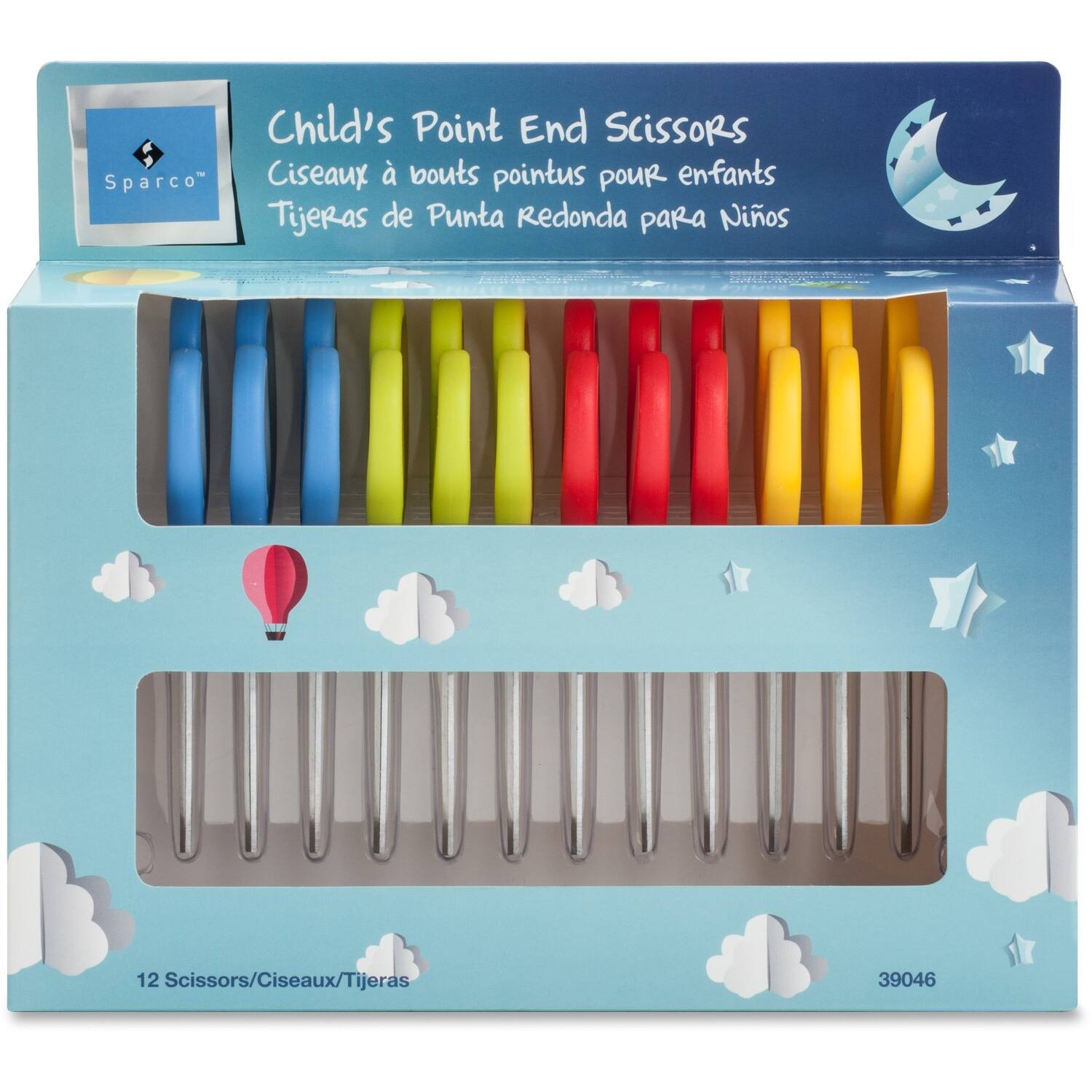 Child's Point End Scissors  
Ciseaux à bouts pointus pour enfants  
Tijeras de Punta Redonda para Niños  

12 Scissors/Ciseaux/Tijeras  
39046