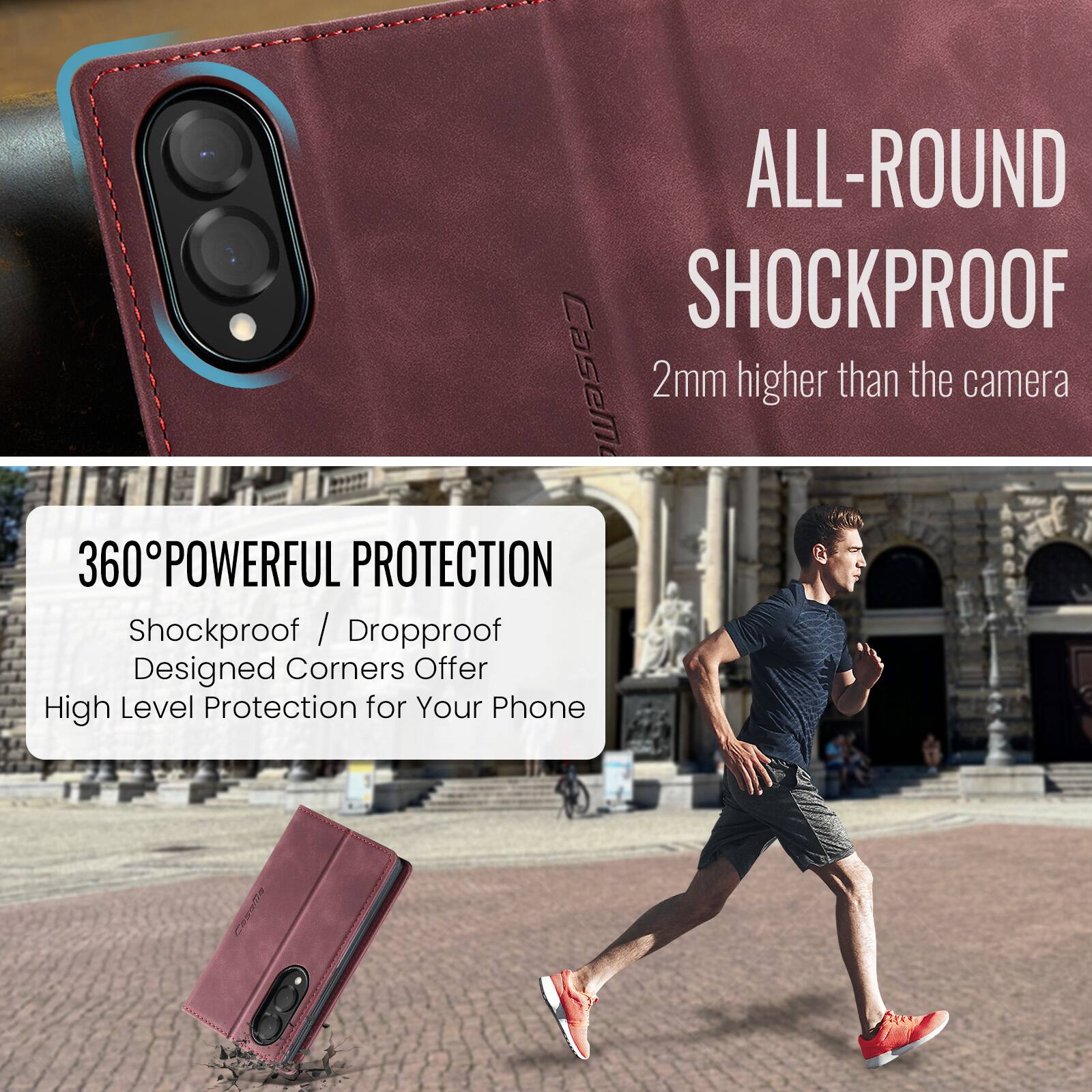 - ALL-ROUND SHOCKPROOF
- 2mm higher than the camera
- 360° POWERFUL PROTECTION
- Shockproof / Dropproof
- Designed Corners Offer High Level Protection for Your Phone