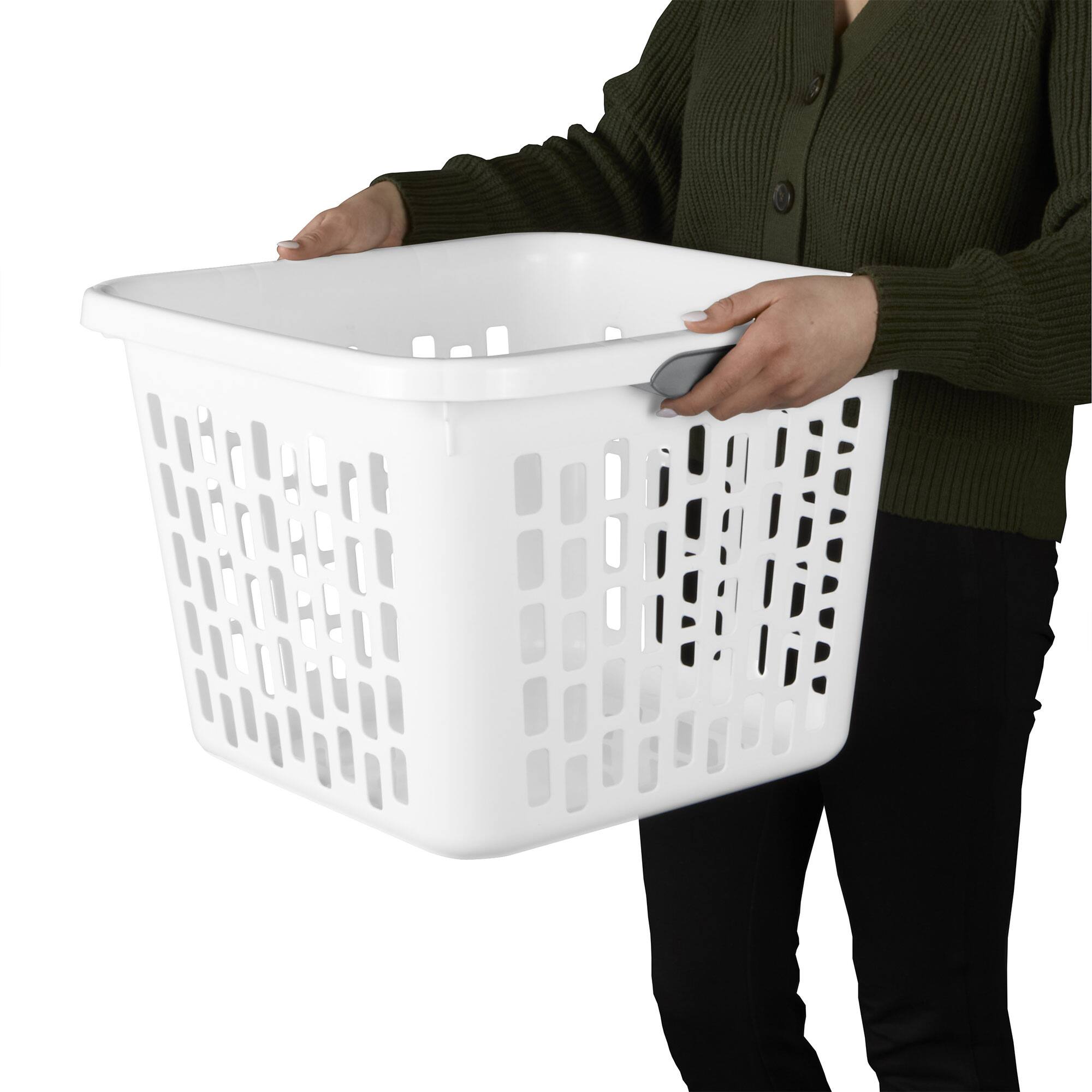 Alt View 4. Sterilite - Sterilite Laundry Basket, 1.5 Bushel Plastic Hamper with Handles, White, 6 Pack - White.