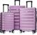 Front. MOOSOO - Luggage Set 3 Piece, Hard Shell PC+ABS Lightweight Suitcase Set with Spinner Wheels, for Travel Women Men - Purple.