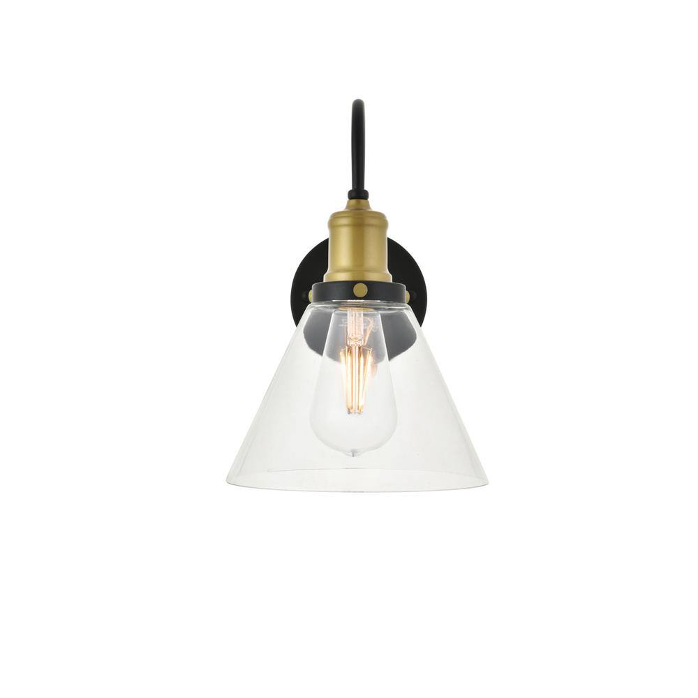 Alt View 4. Living District - Histoire 1 light brass and black Wall Sconce - Brass And Black And Clear.