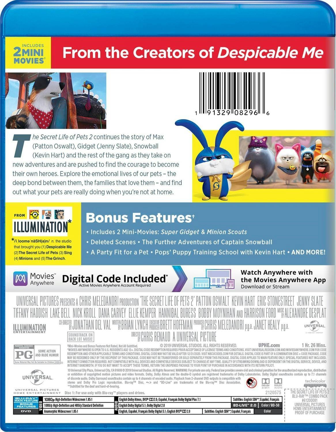 Back. The Secret Life of Pets 2 (DVD + Digital) [Blu-ray].