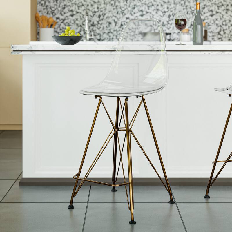 LeisureMod Cresco Modern Acrylic Barstool, Swivel Counter Height Stool ...