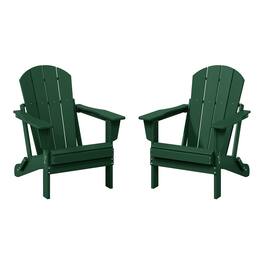 WestinTrends - Malibu Outdoor HDPE Folding Poly Adirondack Chairs (Set of 2) - Dark Green