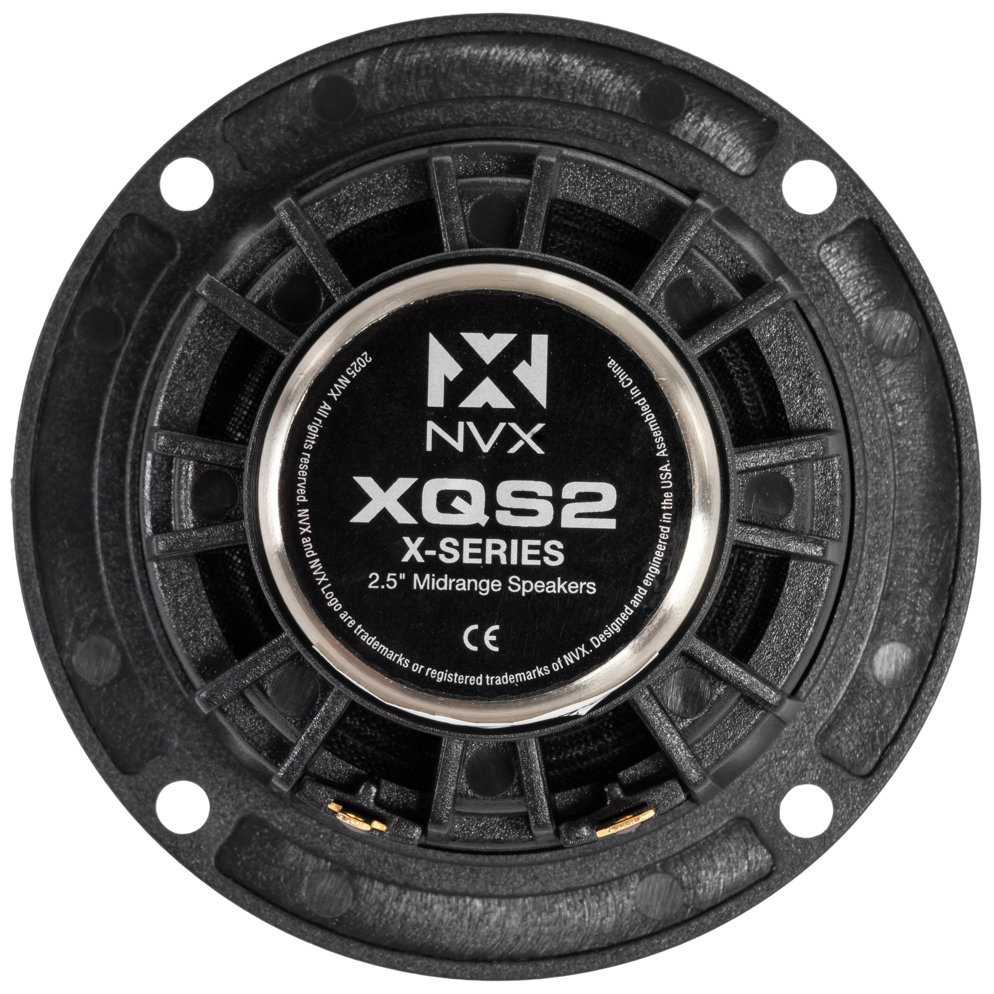 2025 NX China. XAN in All rights NVX Assembled in USA. XQS2 the NVX in X-SERIES engineered NVX 2.5" Midrange Speakers Logo and are Designed trademarks CE or of NVX. registered trademarks

MX NVX XQS2 X-SERIES 2.5" Midrange Speakers
Designed and engineered in the USA. Assembled in China.
© 2020 MX NVX. All rights reserved.
CE
MX NVX and XQS2 are trademarks or registered trademarks of MX NVX.