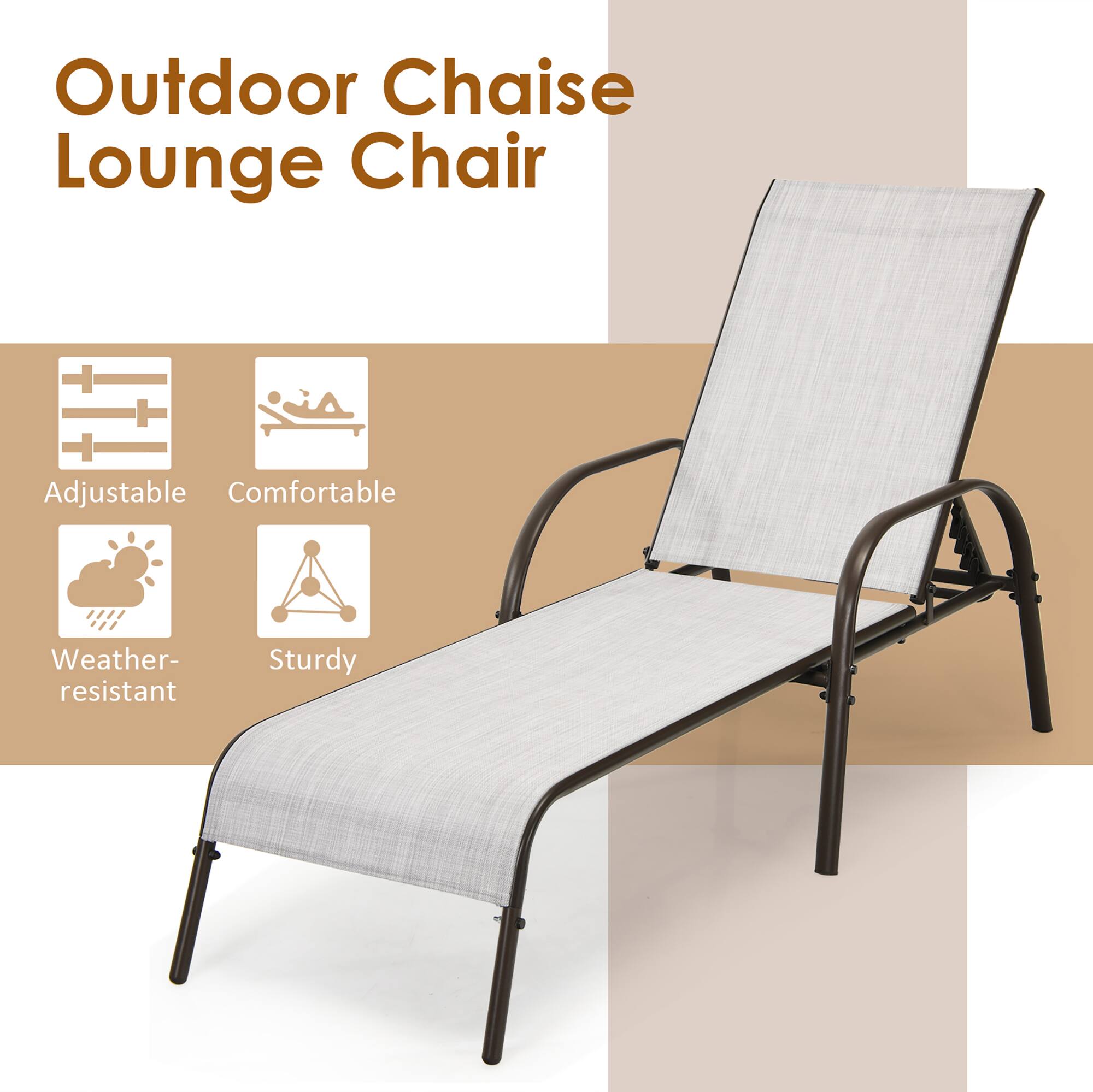 Outdoor Chaise Lounge Chair
Adjustable
Comfortable
Weather-resistant
Sturdy