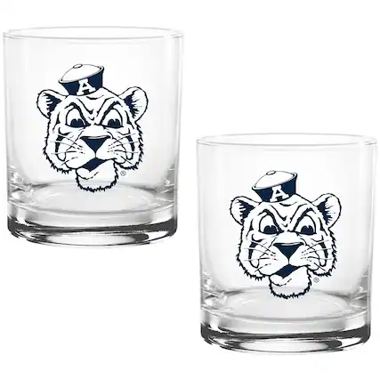 Front. Indigo Falls - Auburn Tigers Two Pack 14oz. Vault Sketch Rocks Glass Set - Multicolor.