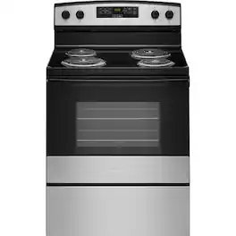 Amana - 4.8 CuFt Freestanding Electric Range with Versatile Cooktop - Stainless Steel
