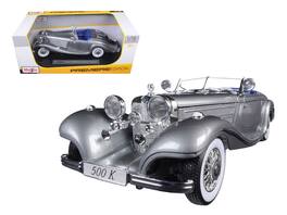 1936 Mercedes 500K Special Roadster Grey 1/18 Diecast Model Car by Maisto - Gray