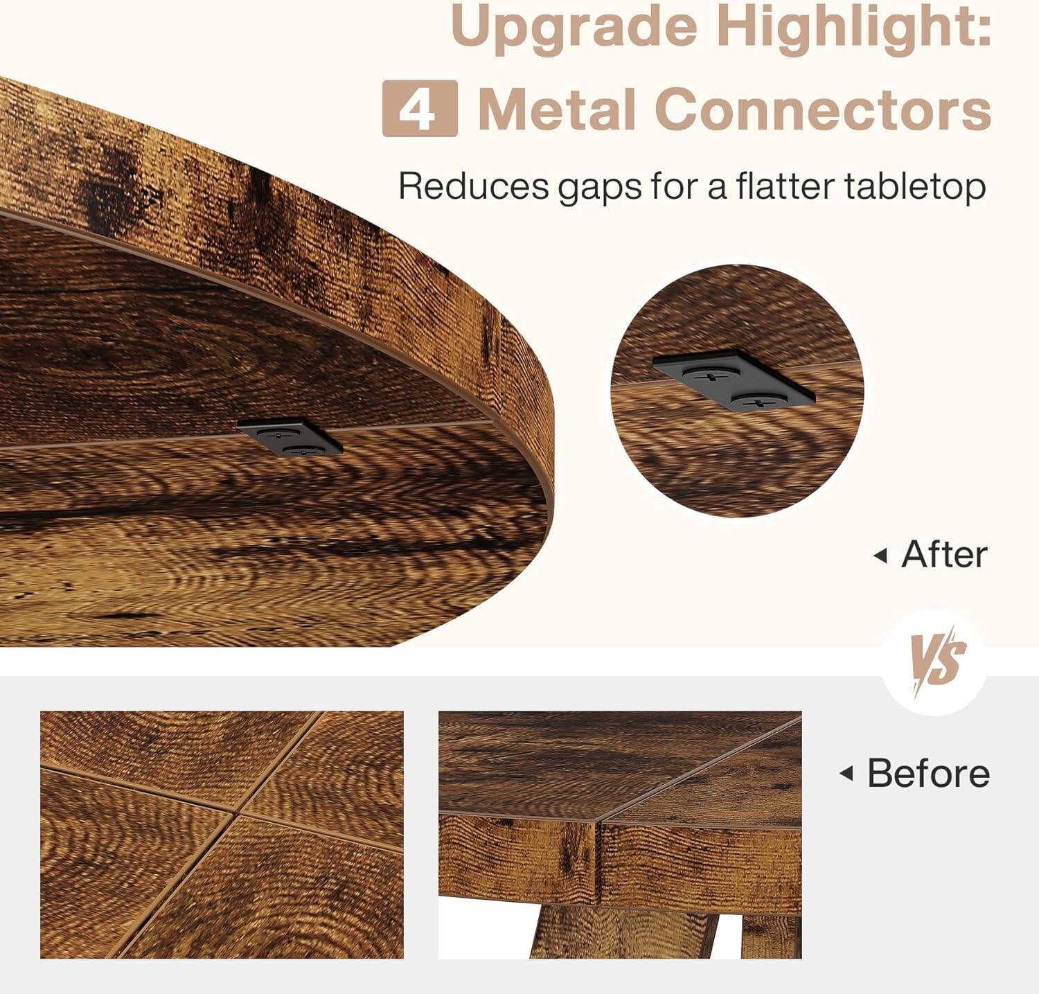 Tribesigns Farmhouse Round Dining Table with Engineered Wood ...