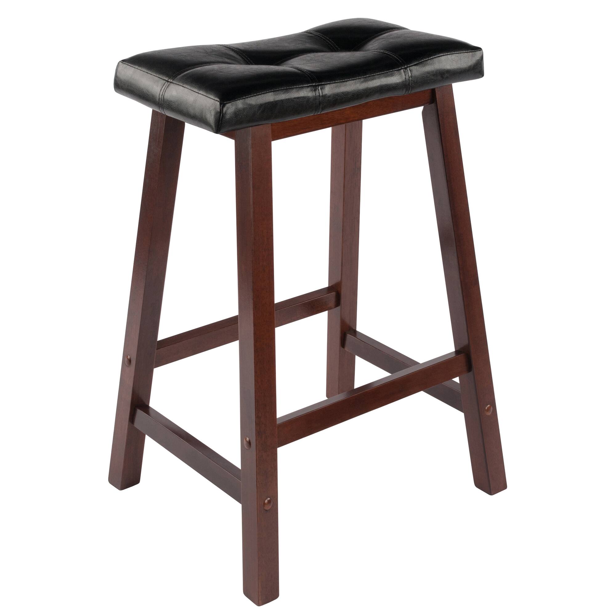 Winsome Wood Mona Cushion Saddle Seat Counter Stool Walnut/Black - Best Buy