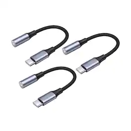 Qixxronics - USB-C to 3.5mm AUX Adapter (3 Pack), Type-C Jack Adapter - Gray