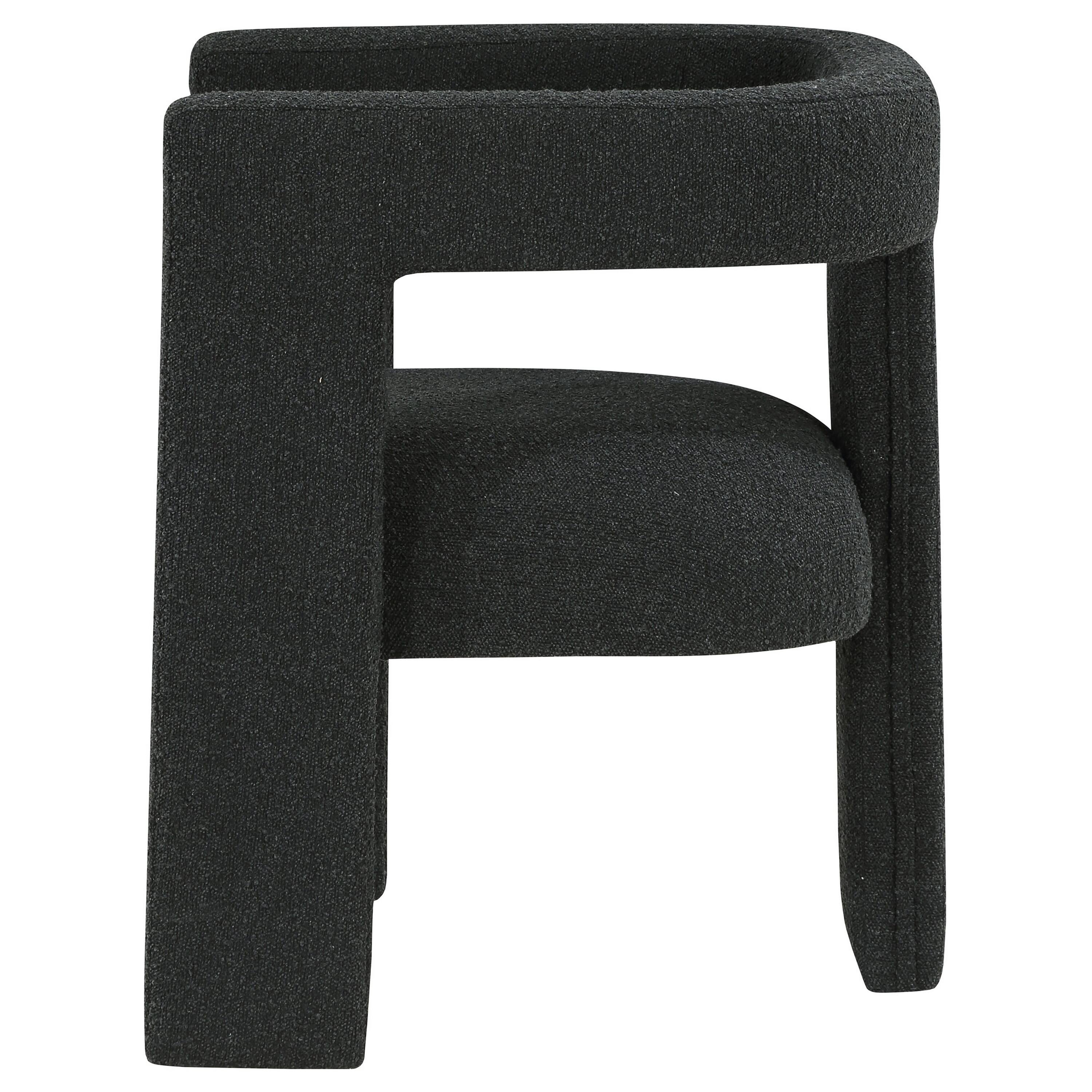 Alt View 3. Manhattan Lane - Hellen Accent Side Chair, Fully Upholstered in Black Boucle, Foam Cushion - Black.